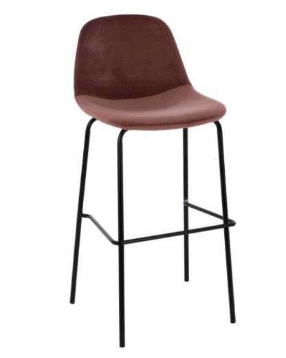 BB - COUNTER STOOL VINCENT DUSTY PINK VELVET & BLACK LEGS