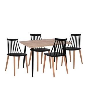 BB - DINING TABLE SET 5 PIECES SONAMA & CHAIRS VANESSA BLACK COLOR 120X70X76.5CM