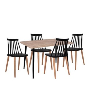 BB - DINING TABLE SET 5 PIECES SONAMA & CHAIRS VANESSA BLACK COLOR 120X70X76.5CM