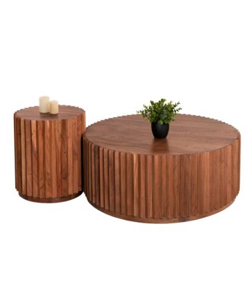 BB - COFFEE TABLE SET OF 2  SEDGE SOLID ACACIA WOOD 90CM & 40CM