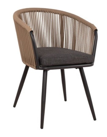 BB - ARMCHAIR HARRIET ALUMINIUM GREY WITH BEIGH ROPE & PILLOW (HM5548.02)