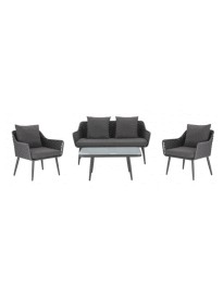 BB - SOFA SET METAL WITH GREY WICKER & GREY PILLOWS(HM5711)