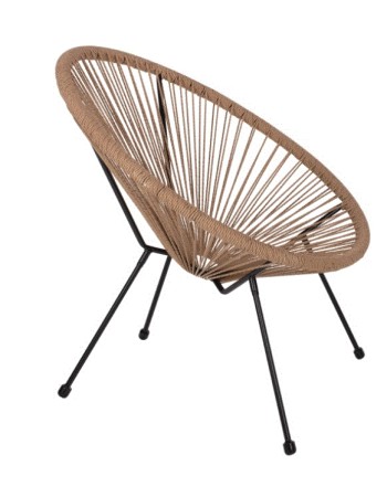 BB - ARMCHAIR ACAPULCO NEST-TYPE BLACK METAL &  RATTAN NATURAL