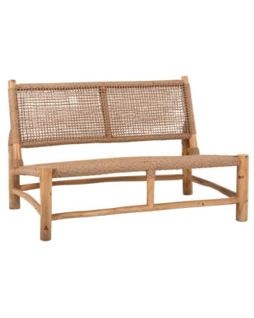BB  - SOFA 2-SEATER LONDER TEAK WOOD/TWISTED RATTAN