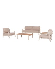 BB  - SOFA SET ELARA BEIGE ALUMINUM/BEIGE OLEFIN-TEAK WOOD