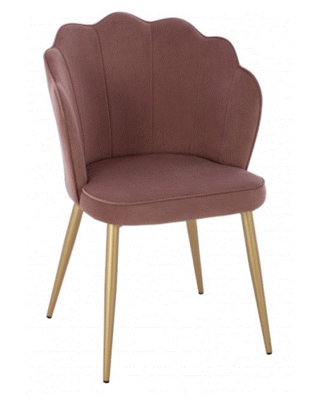 BB - CHAIR AVIE VELVET DUSTY PINK WITH METAL GOLD FRAME