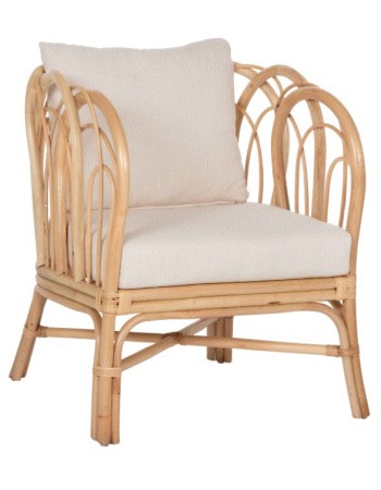 BB - ARMCHAIR ESTOR RATTAN NATURAL/WHITE CUSHIONS