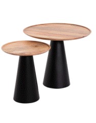 BB - COFFEE TABLE SET OF 2 RIFF MANGO WOOD TOP & IRON BASES 60CM &40CM
