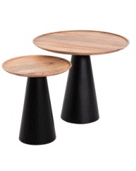 BB - COFFEE TABLE SET OF 2 RIFF MANGO WOOD TOP & IRON BASES 60CM &40CM