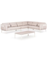 BB  - SOFA SET PEGASUS CREAM ALUMINUM /BEIGE ROPE/OLEFIN FABRIC