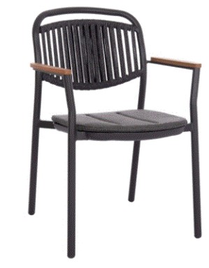 BB - ARMCHAIR DEXTER  ALUMINIUM DARK GREY - ROPE-OLEFIN CUSHION -TEAK 