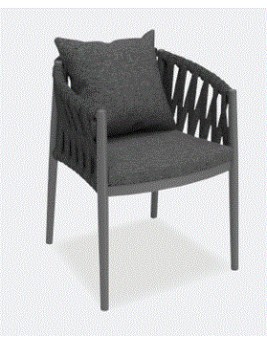 BB - ARMCHAIR KWEEN DARK GREY ALUMINIUM - ROPE BEIGE