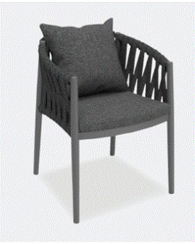 BB - ARMCHAIR KWEEN DARK GREY ALUMINIUM - ROPE BEIGE