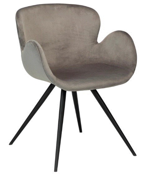 GAIA Armchair | Velvet Grey, Black legs