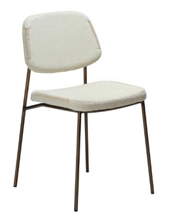 MENTA Chair | Bone White Bone, Ant. Brass legs