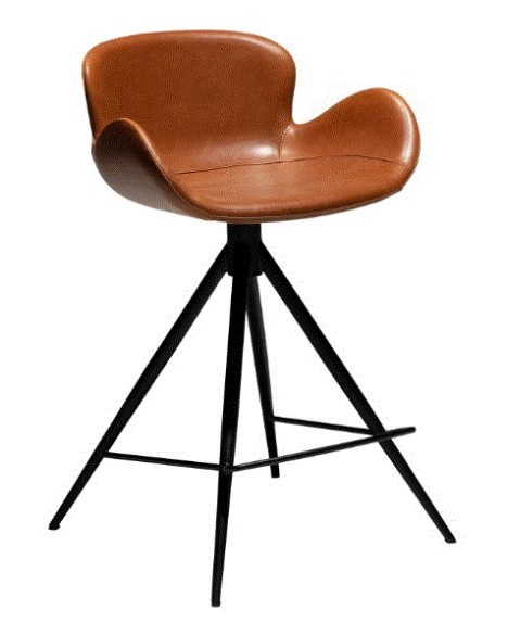 GAIA Counter Stool | Vint. Brown Art.Leather, Black legs