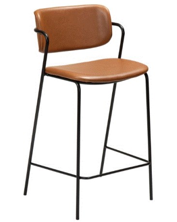 ZED Counter Stool | Vint. Brown Art.Leather, Black legs
