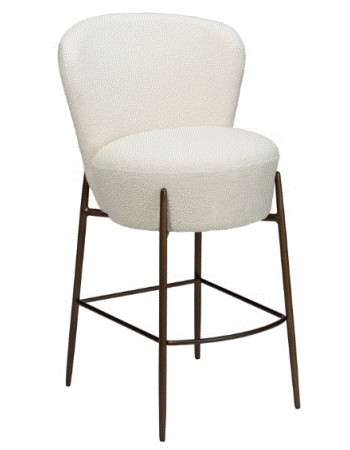 ORBIT Counter Stool | Dove Pres Boucle, Ant. Brass legs