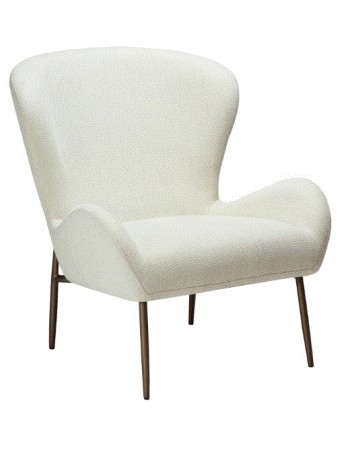 GLAM Lounge Chair | Bone White Boucle, Ant. Brass legs