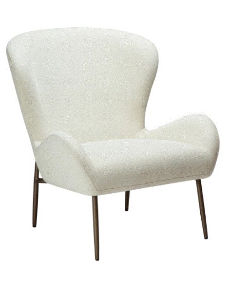 GLAM Lounge Chair | Bone White Boucle, Ant. Brass legs