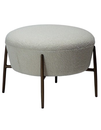 ORBIT Foot Stool | Dove Pres Boucle, Ant. Brass legs