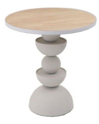 LIB-SIDE TABLE UP:DOWN 40.5 METAL WHITE NATURAL MDF 40.5X40.5X45