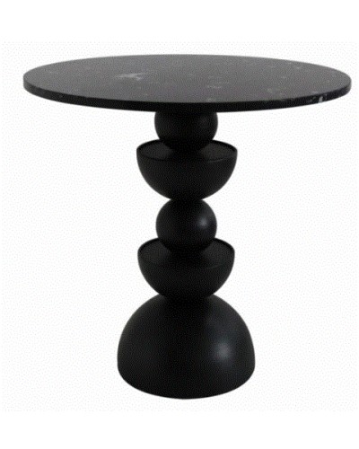 LIB-SIDE TABLE UP:DOWN 50 METAL BLACK MARBLE 50X50X50.5