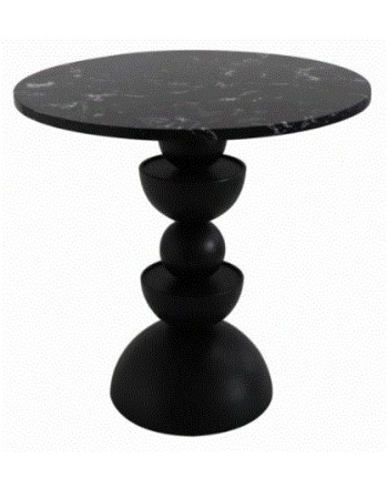 LIB-SIDE TABLE UP:DOWN 45 METAL BLACK MARBLE 45X45X44.5