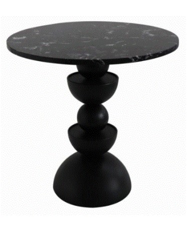 LIB-SIDE TABLE UP:DOWN 45 METAL BLACK MARBLE 45X45X44.5