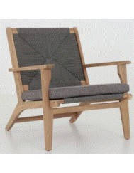 SM  - ARMCHAIR FORTUNA ACACIA WOOD IN NATURAL COLOR GREY ROPE & CUSHION