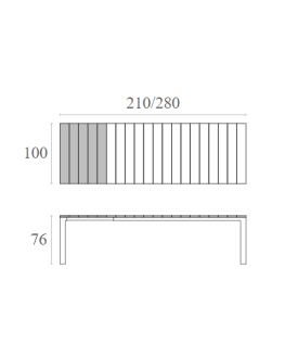 ATLANTIC Table 100x210/280x76cm | Black