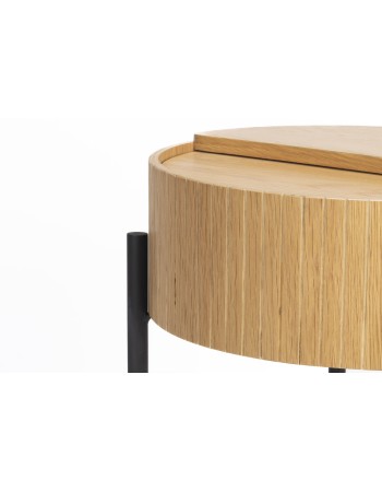 SLIDES Side Table | Natural Oak Wood,Black metal legs
