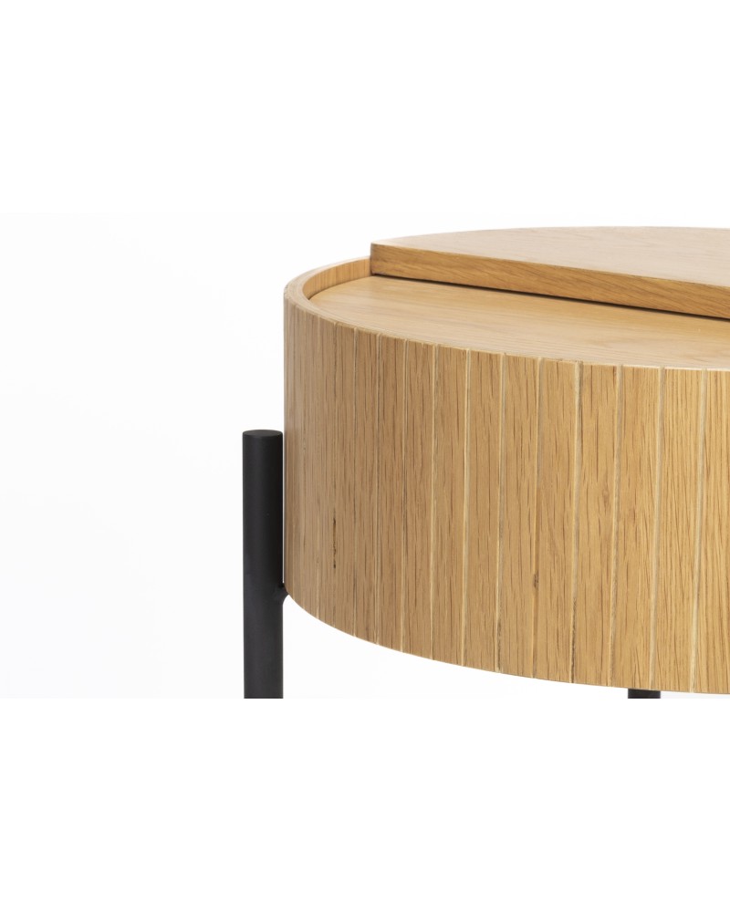 SLIDES Side Table | Natural Oak Wood,Black metal legs