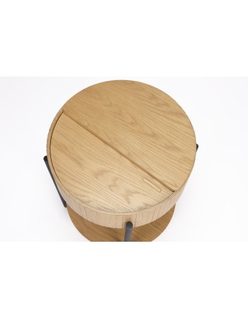 SLIDES Side Table | Natural Oak Wood,Black metal legs