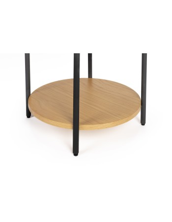 SLIDES Side Table | Natural Oak Wood,Black metal legs