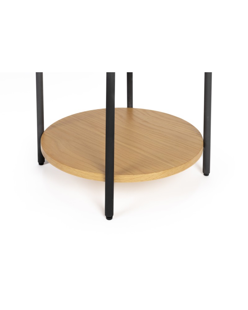 SLIDES Side Table | Natural Oak Wood,Black metal legs