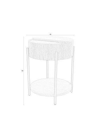 SLIDES Side Table | Natural Oak Wood,Black metal legs