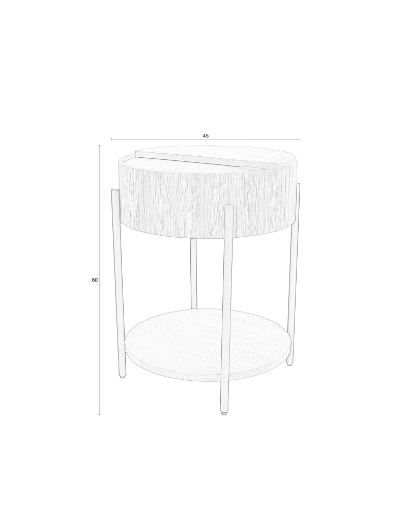 SLIDES Side Table | Natural Oak Wood,Black metal legs