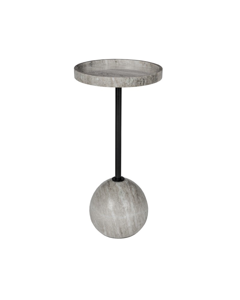 COCKTAIL Side Table | Grey Marble. Black leg