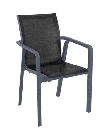 PACIFIC Armchair | Dark grey textilene with black polypropylene frame