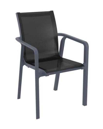 PACIFIC Armchair | Dark grey textilene with black polypropylene frame
