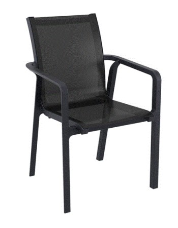 PACIFIC Armchair | Black textilene with black polypropylene frame