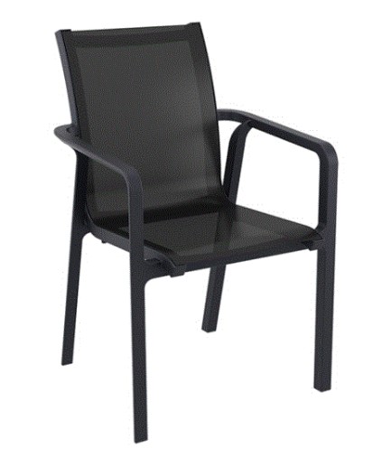 PACIFIC Armchair | Black textilene with black polypropylene frame