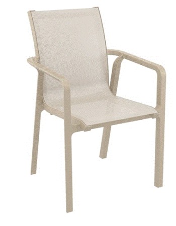 PACIFIC Armchairs | Taupe textilene with taupe polypropylene frame