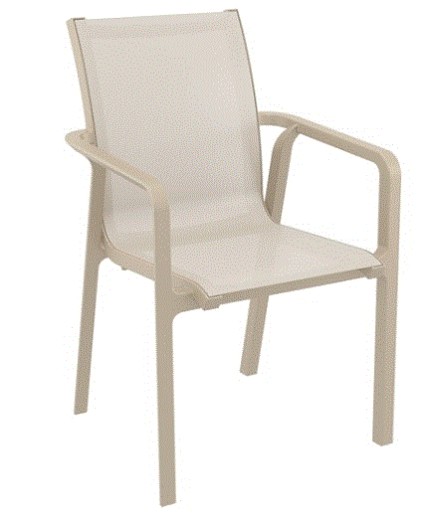 PACIFIC Armchairs | Taupe textilene with taupe polypropylene frame