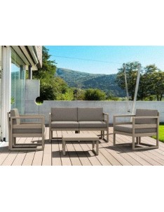 MYKONOS 2-Seater Sofa Set | Taupe with light brown cushions 