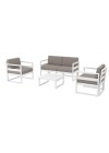 MYKONOS 2-Seater Sofa Set | White with grey cushions