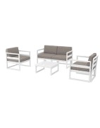 MYKONOS 2-Seater Sofa Set | White with grey cushions