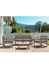 MYKONOS 2-Seater Sofa Set | Taupe with dark grey cushions