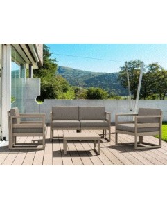 MYKONOS 2-Seater Sofa Set | Taupe with dark grey cushions